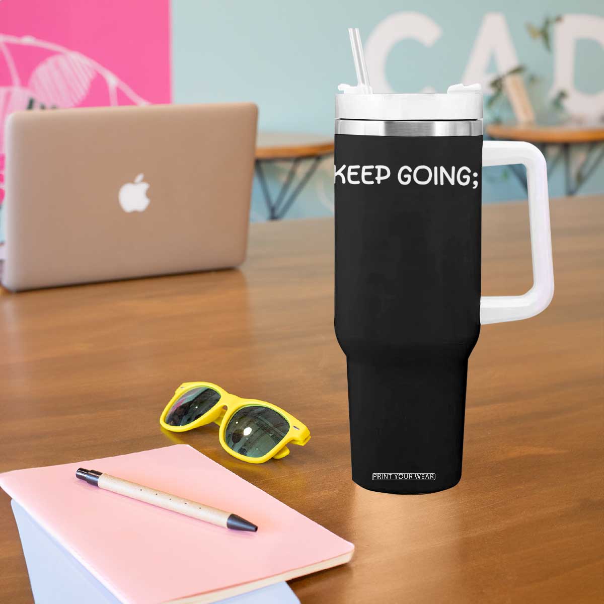 Keep Going Semicolon Suicide Prevention Awareness Tumbler With Handle Mental Health Support You Matter Inspiration Radiate Positivity