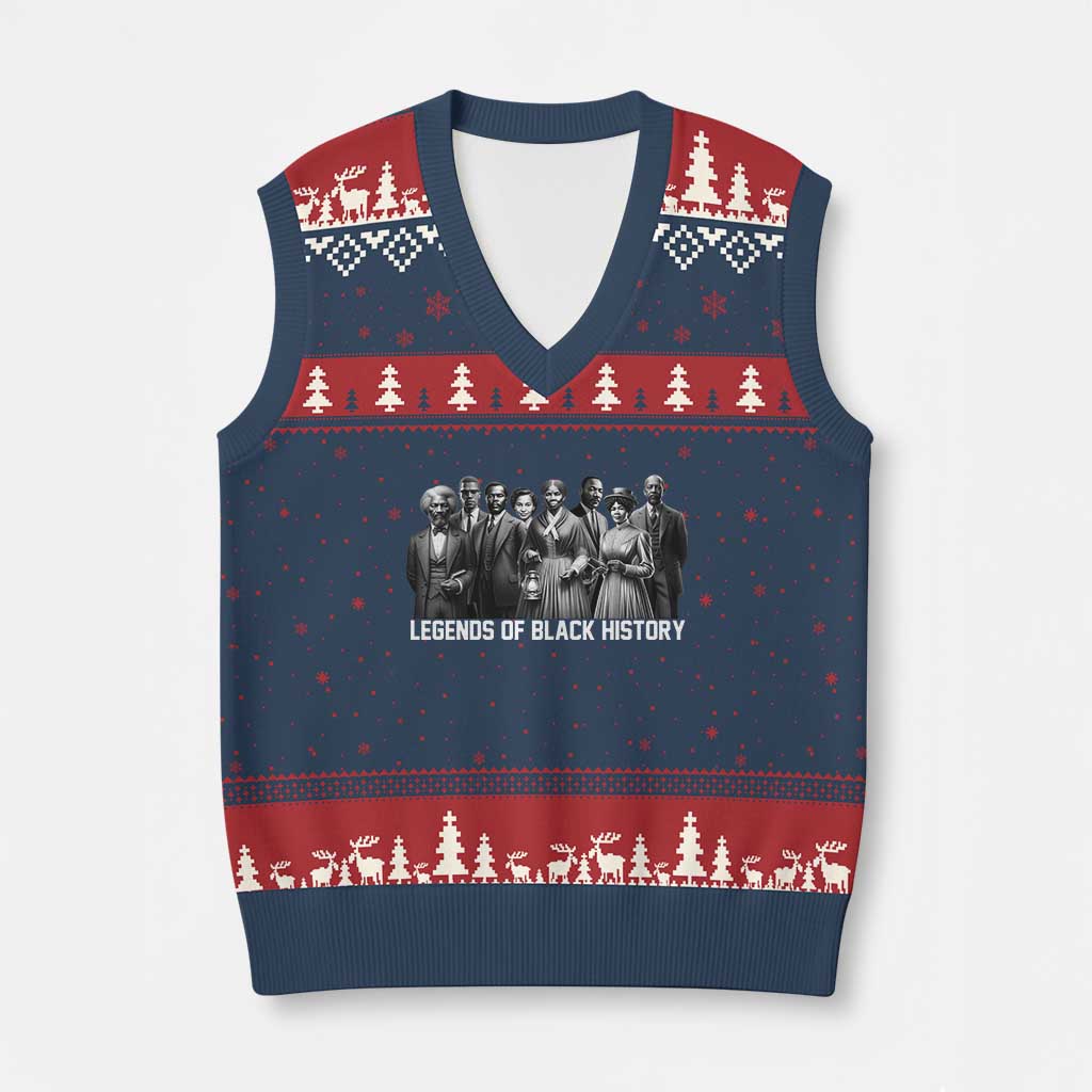 Legends of Black History V-Neck Knit Sweater Vest Civil Rights Leaders TS02 Navy Red Print Your Wear