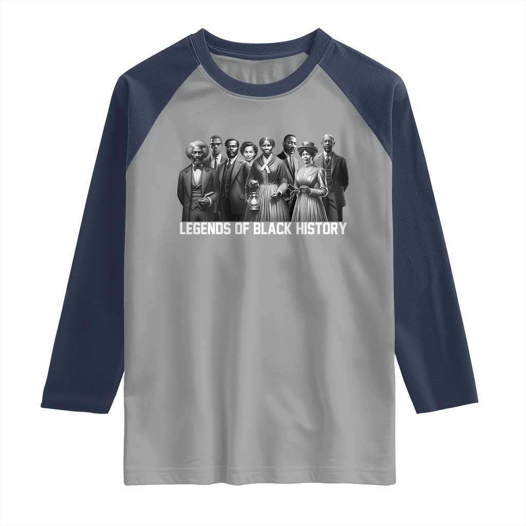 Legends of Black History Raglan Shirt Civil Rights Leaders TS02 Sport Gray Navy Print Your Wear