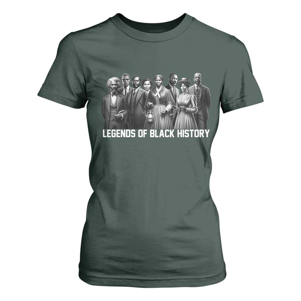 Legends of Black History T Shirt For Women Civil Rights Leaders TS02 Dark Forest Green Print Your Wear