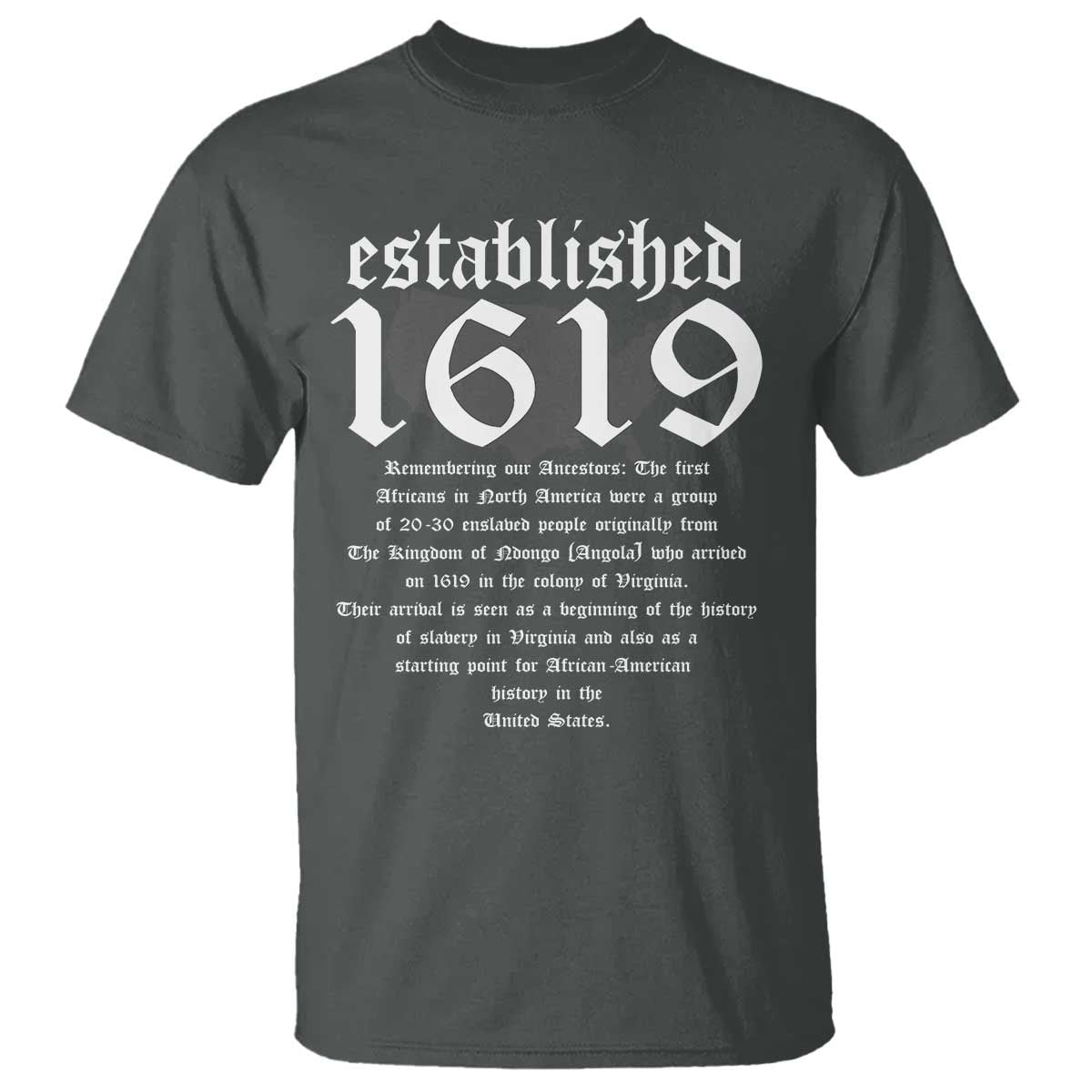 African American History T Shirt Project 1619 Established American Map Retro Vintage TS02 Dark Heather Print Your Wear