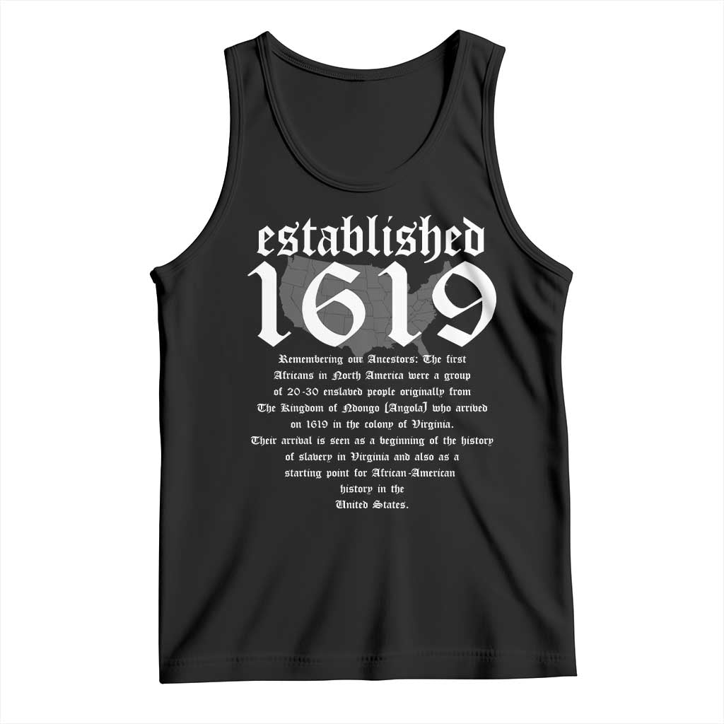 African American History Tank Top Project 1619 Established American Map Retro Vintage TS02 Black Print Your Wear