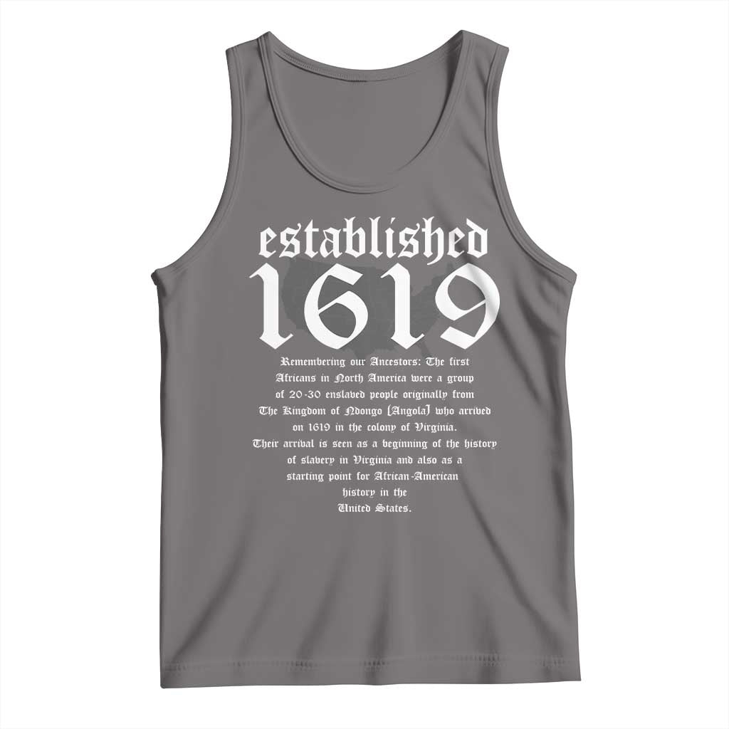 African American History Tank Top Project 1619 Established American Map Retro Vintage TS02 Deep Heather Print Your Wear