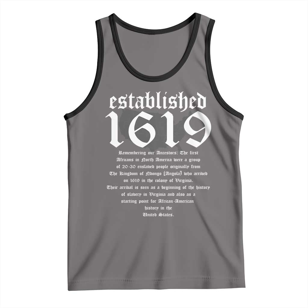 African American History Tank Top Project 1619 Established American Map Retro Vintage TS02 Deep Heather Black Print Your Wear