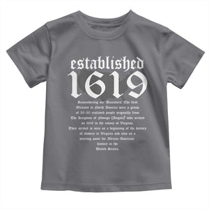 African American History Toddler T Shirt Project 1619 Established American Map Retro Vintage TS02 Charcoal Print Your Wear