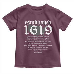 African American History Toddler T Shirt Project 1619 Established American Map Retro Vintage TS02 Maroon Print Your Wear