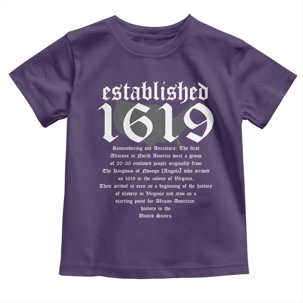 African American History Toddler T Shirt Project 1619 Established American Map Retro Vintage TS02 Purple Print Your Wear