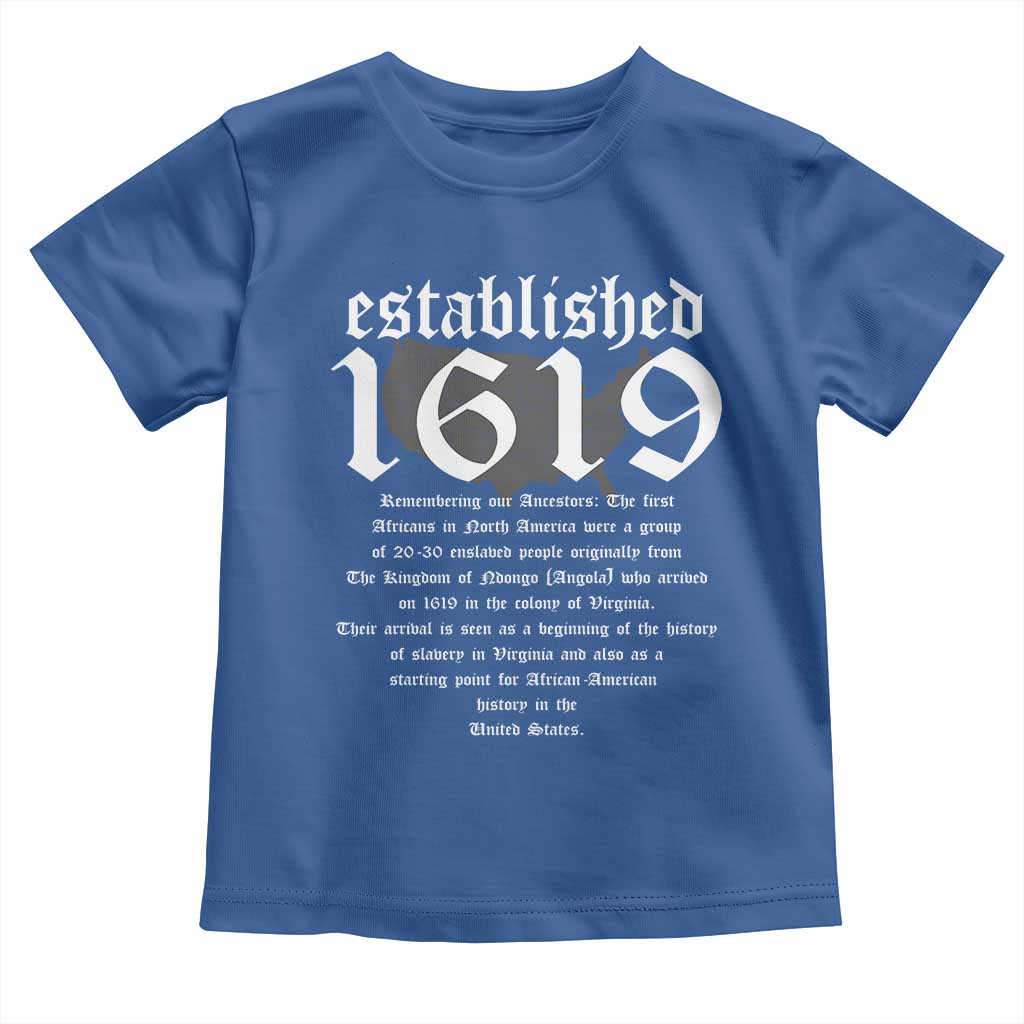 African American History Toddler T Shirt Project 1619 Established American Map Retro Vintage TS02 Royal Blue Print Your Wear
