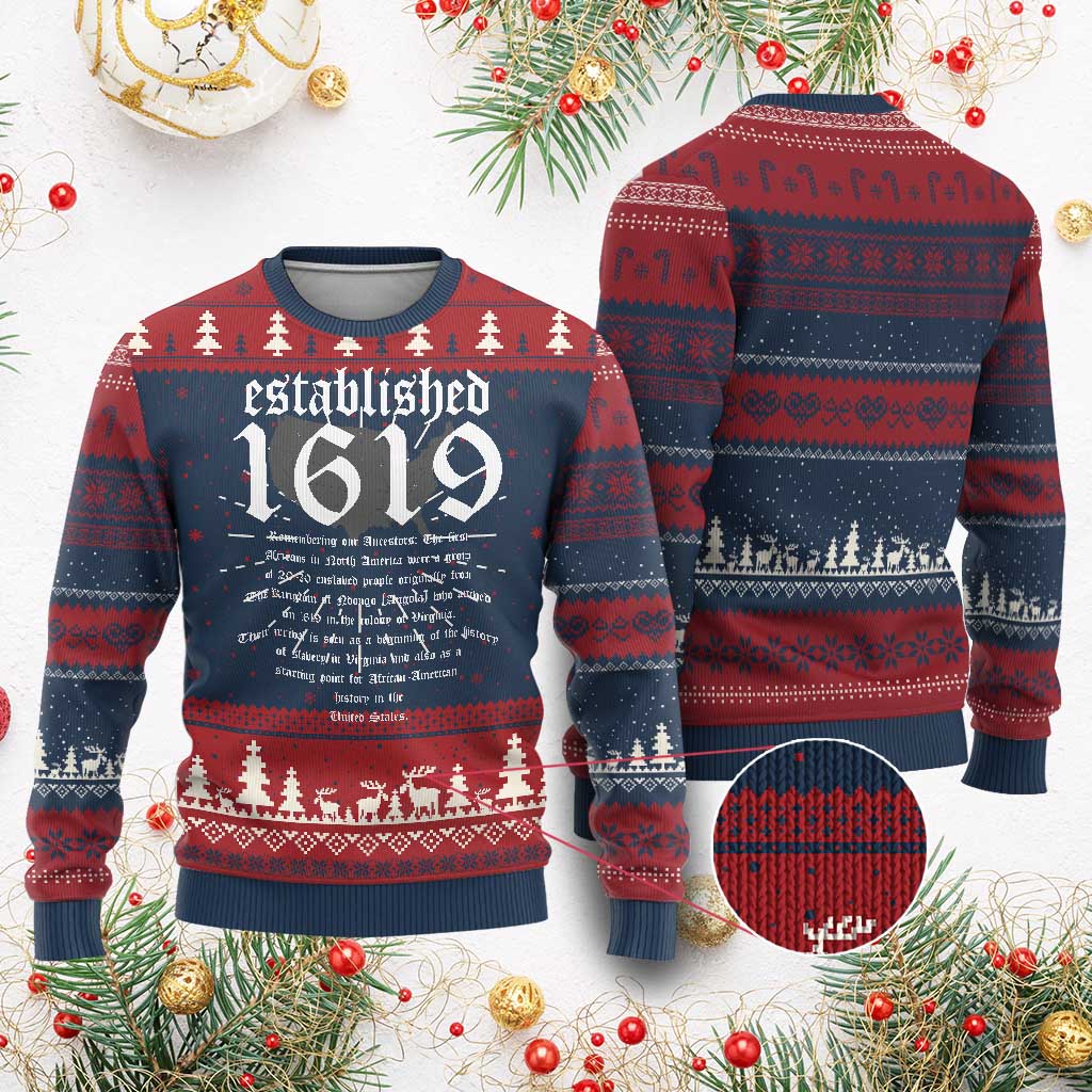 African American History Ugly Christmas Sweater Project 1619 Established American Map Retro Vintage TS02 Burgundy Print Your Wear