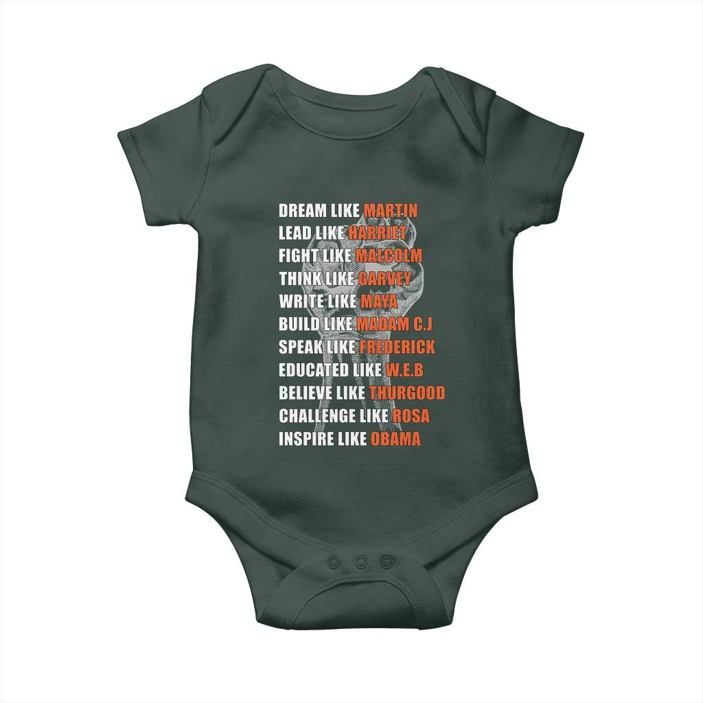 Civil Right Leaders Inspiration Baby Onesie Dream Like Martin Black History African American TS02 Print Your Wear