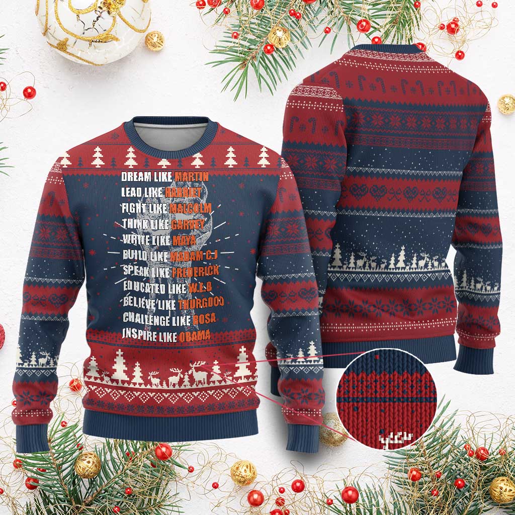Civil Right Leaders Inspiration Ugly Christmas Sweater Dream Like Martin Black History African American TS02 Burgundy Print Your Wear