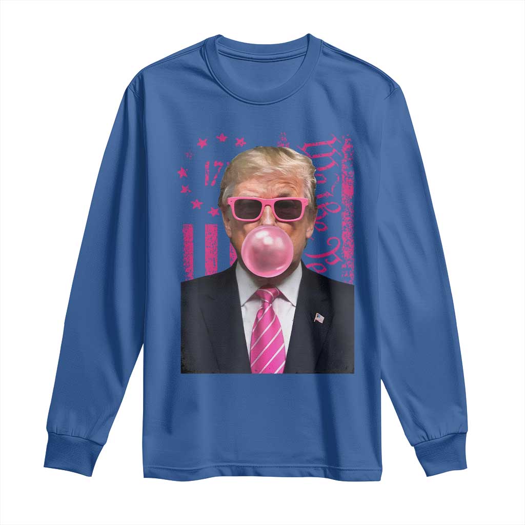 Funny Trump Bubble Gum Pink Long Sleeve Shirt He Won 2024 We The People USA Betsy Ross Flag TS02 Royal Blue Print Your Wear