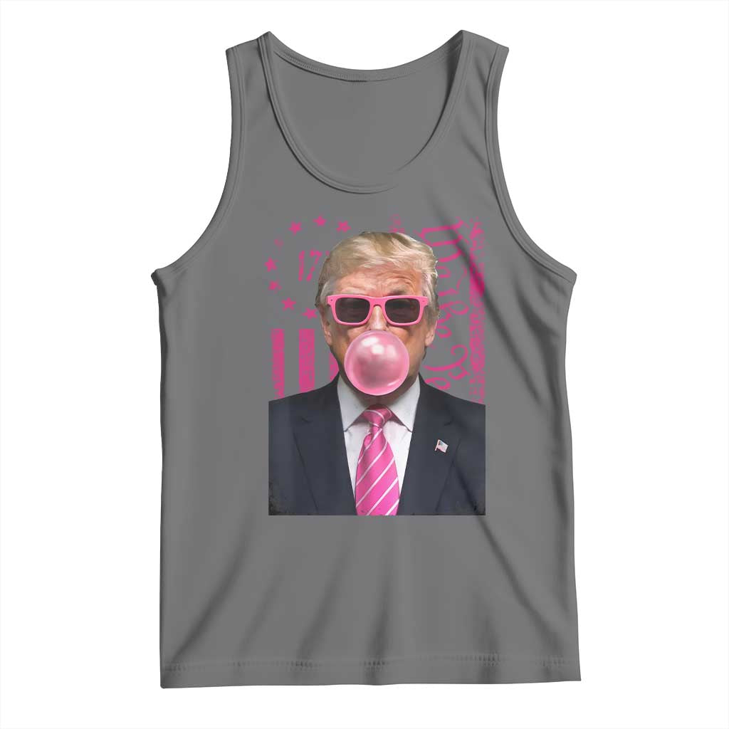 Funny Trump Bubble Gum Pink Tank Top He Won 2024 We The People USA Betsy Ross Flag TS02 Black Heather Print Your Wear