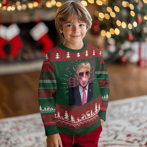 Funny Trump Bubble Gum Pink Knit Sweatshirt He Won 2024 We The People USA Betsy Ross Flag TS02 Christmas Print Your Wear