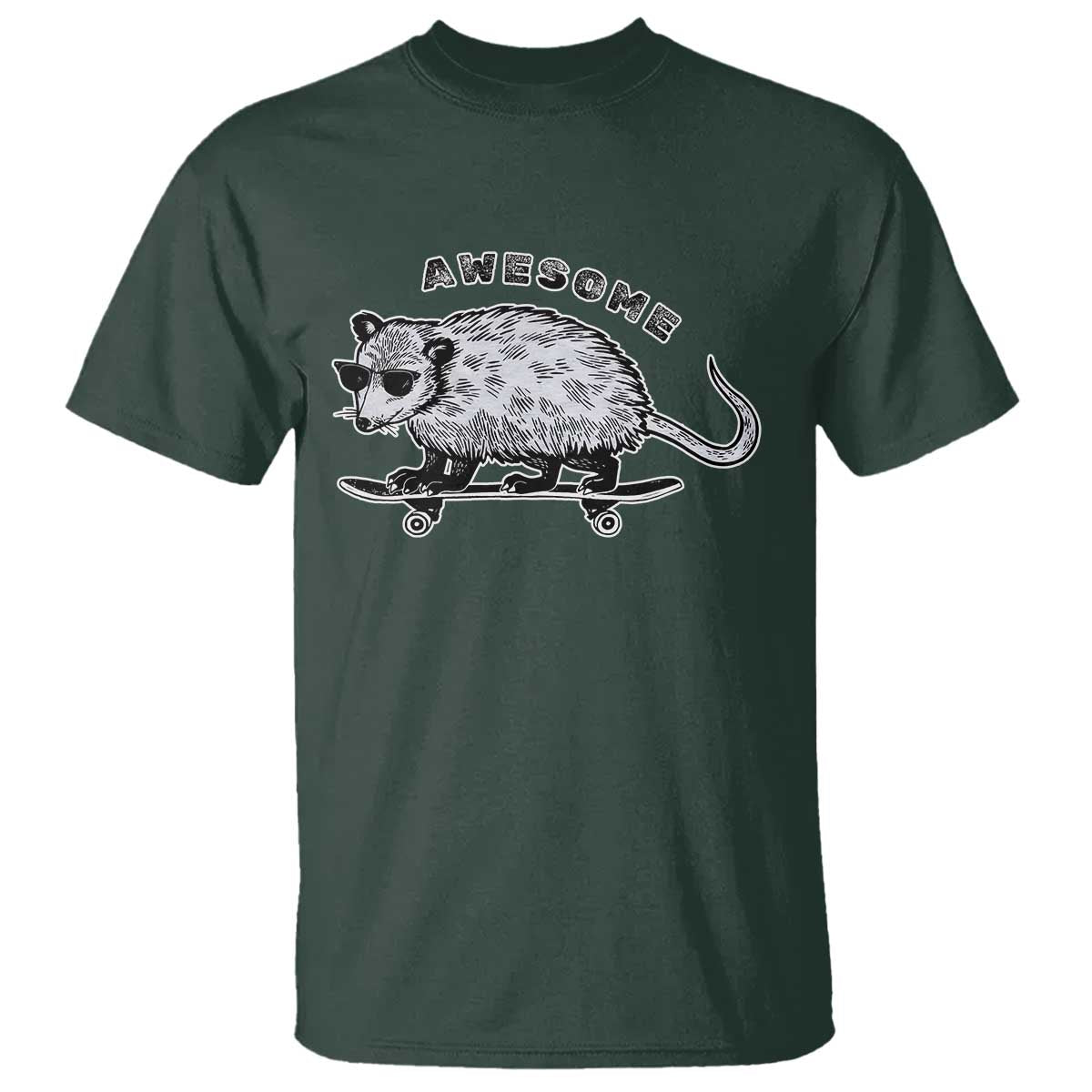 Funny Opossum Meme T Shirt Awesome Possum Cool 90s Retro Vintage Animal Lover TS02 Dark Forest Green Print Your Wear