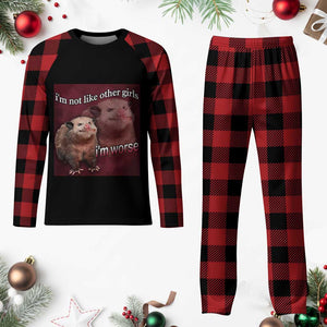 Funny Opossum Meme Plaid Pajama Set Im Not Like Other Girls I'm Worse Possum Sarcasm Humor TS02 Buffalo Plaid Print Your Wear
