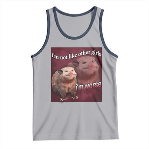 Funny Opossum Meme Tank Top Im Not Like Other Girls I'm Worse Possum Sarcasm Humor TS02 Athletic Heather Navy Print Your Wear