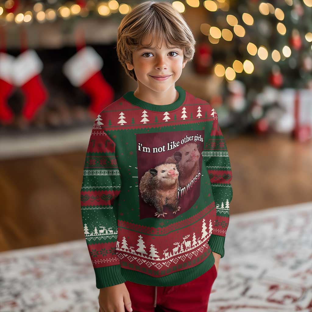 Funny Opossum Meme Ugly Christmas Sweater Im Not Like Other Girls I'm Worse Possum Sarcasm Humor TS02 Christmas Print Your Wear