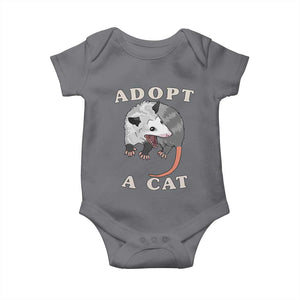 Funny Opossum Meme Baby Onesie Adopt A Cat Possum Team Trash Vibes TS02 Charcoal Print Your Wear