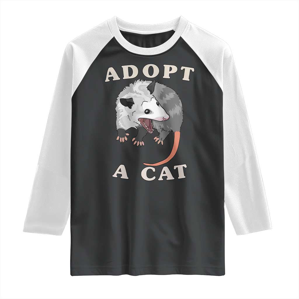 Funny Opossum Meme Raglan Shirt Adopt A Cat Possum Team Trash Vibes TS02 Black White Print Your Wear