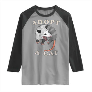 Funny Opossum Meme Raglan Shirt Adopt A Cat Possum Team Trash Vibes TS02 Sport Gray Black Print Your Wear
