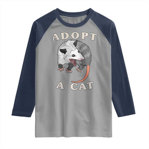 Funny Opossum Meme Raglan Shirt Adopt A Cat Possum Team Trash Vibes TS02 Sport Gray Navy Print Your Wear