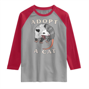 Funny Opossum Meme Raglan Shirt Adopt A Cat Possum Team Trash Vibes TS02 Sport Gray Red Print Your Wear