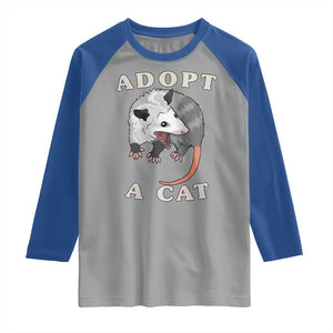Funny Opossum Meme Raglan Shirt Adopt A Cat Possum Team Trash Vibes TS02 Sport Gray Royal Print Your Wear