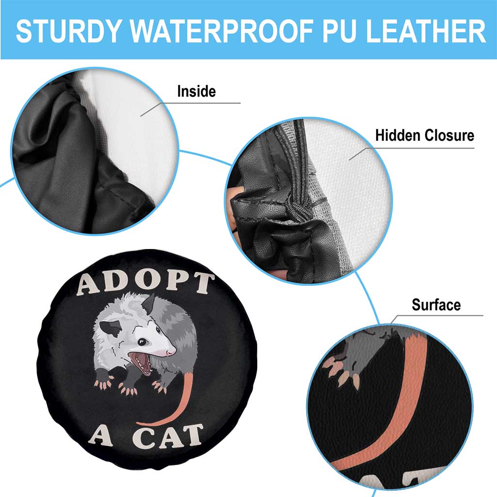 Funny Opossum Meme Spare Tire Cover Adopt A Cat Possum Team Trash Vibes TS02 Print Your Wear