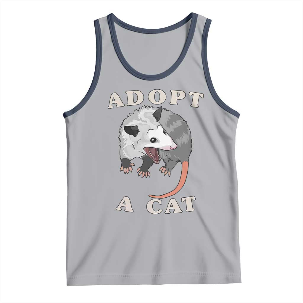 Funny Opossum Meme Tank Top Adopt A Cat Possum Team Trash Vibes TS02 Athletic Heather Navy Print Your Wear