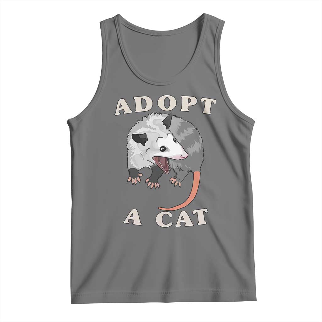 Funny Opossum Meme Tank Top Adopt A Cat Possum Team Trash Vibes TS02 Black Heather Print Your Wear