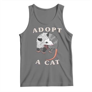Funny Opossum Meme Tank Top Adopt A Cat Possum Team Trash Vibes TS02 Black Heather Print Your Wear