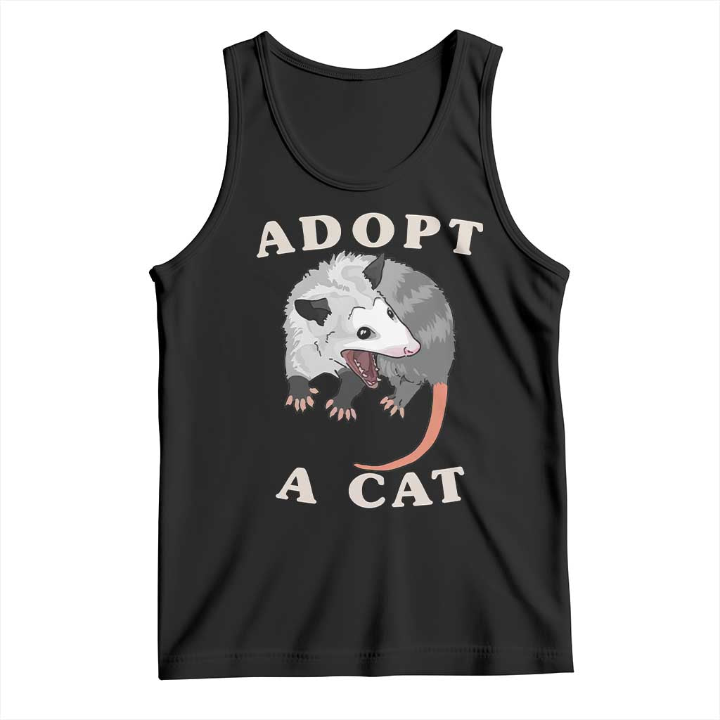 Funny Opossum Meme Tank Top Adopt A Cat Possum Team Trash Vibes TS02 Black Print Your Wear