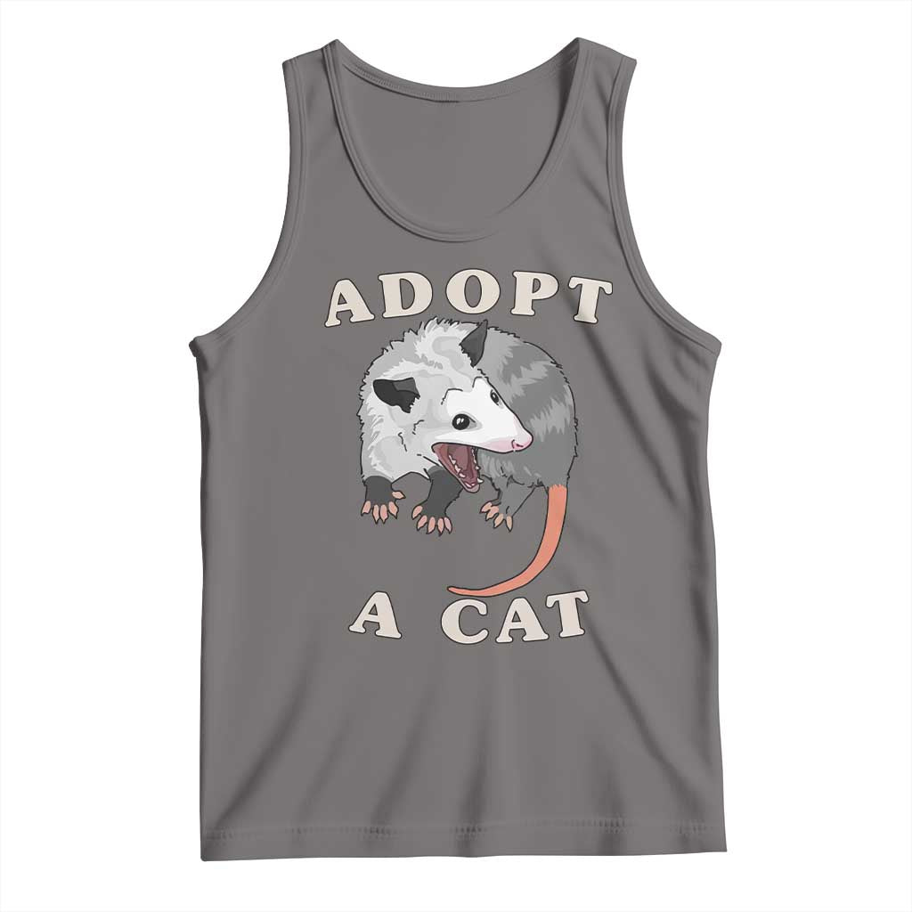 Funny Opossum Meme Tank Top Adopt A Cat Possum Team Trash Vibes TS02 Deep Heather Print Your Wear
