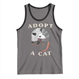 Funny Opossum Meme Tank Top Adopt A Cat Possum Team Trash Vibes TS02 Deep Heather Black Print Your Wear