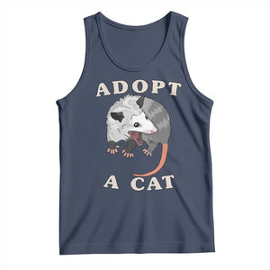 Funny Opossum Meme Tank Top Adopt A Cat Possum Team Trash Vibes TS02 Navy Print Your Wear