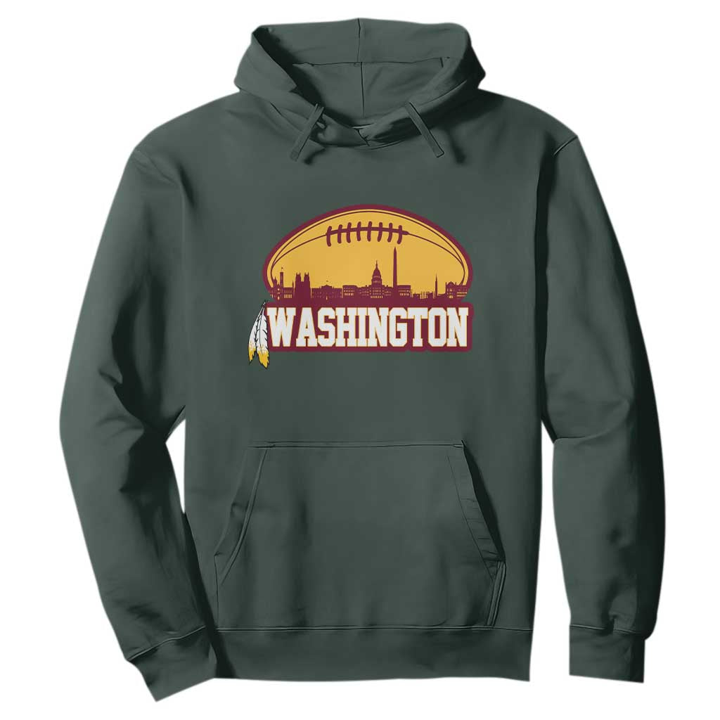 Washington Skyline Native American Feather Pride Hoodie Football Sports Fan TS02 Dark Forest Green Print Your Wear
