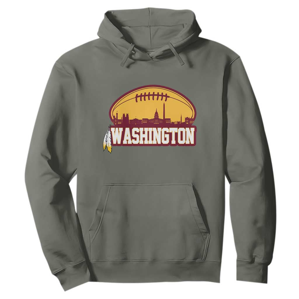 Washington Skyline Native American Feather Pride Hoodie Football Sports Fan TS02 Military Green Print Your Wear