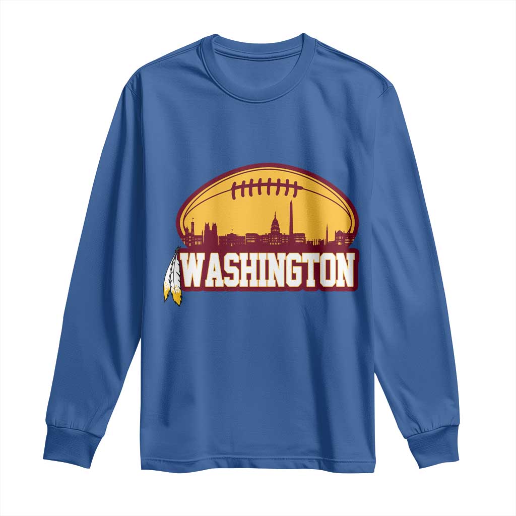 Washington Skyline Native American Feather Pride Long Sleeve Shirt Football Sports Fan TS02 Royal Blue Print Your Wear
