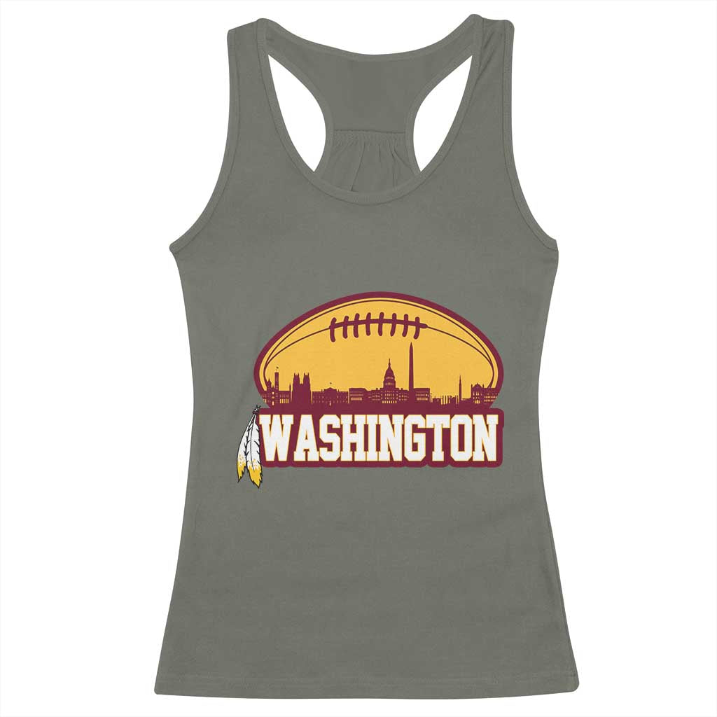 Washington Skyline Native American Feather Pride Racerback Tank Top Football Sports Fan TS02 Military Green Print Your Wear