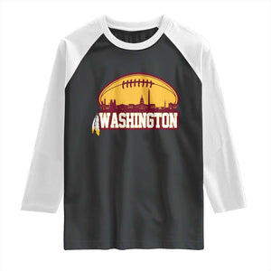 Washington Skyline Native American Feather Pride Raglan Shirt Football Sports Fan TS02 Black White Print Your Wear