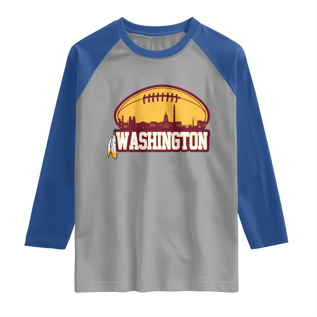Washington Skyline Native American Feather Pride Raglan Shirt Football Sports Fan TS02 Sport Gray Royal Print Your Wear
