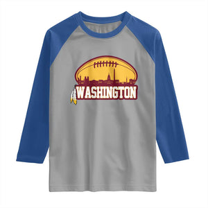 Washington Skyline Native American Feather Pride Raglan Shirt Football Sports Fan TS02 Sport Gray Royal Print Your Wear