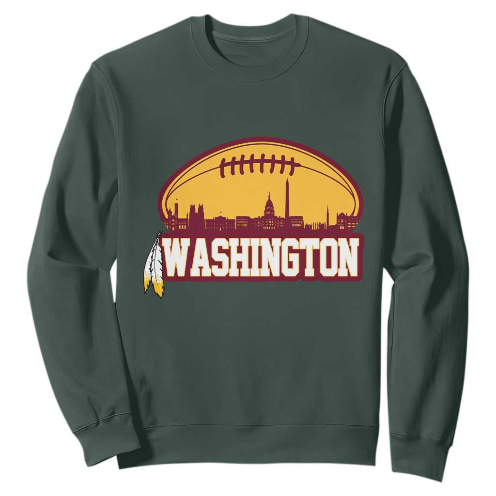 Washington Skyline Native American Feather Pride Sweatshirt Football Sports Fan TS02 Dark Forest Green Print Your Wear