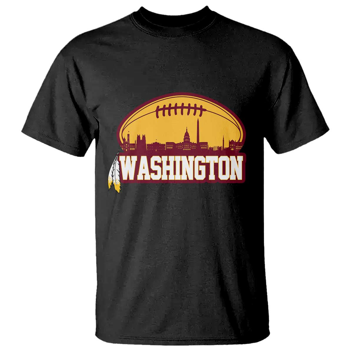 Washington T Shirt Football Native American Feather TS02 Black Print Your Wear
