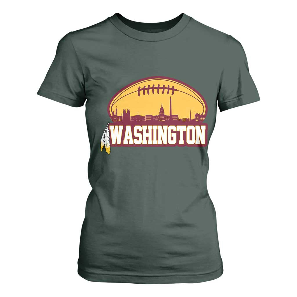 Washington Skyline Native American Feather Pride T Shirt For Women Football Sports Fan TS02 Dark Forest Green Print Your Wear