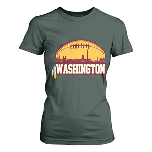 Washington Skyline Native American Feather Pride T Shirt For Women Football Sports Fan TS02 Dark Forest Green Print Your Wear