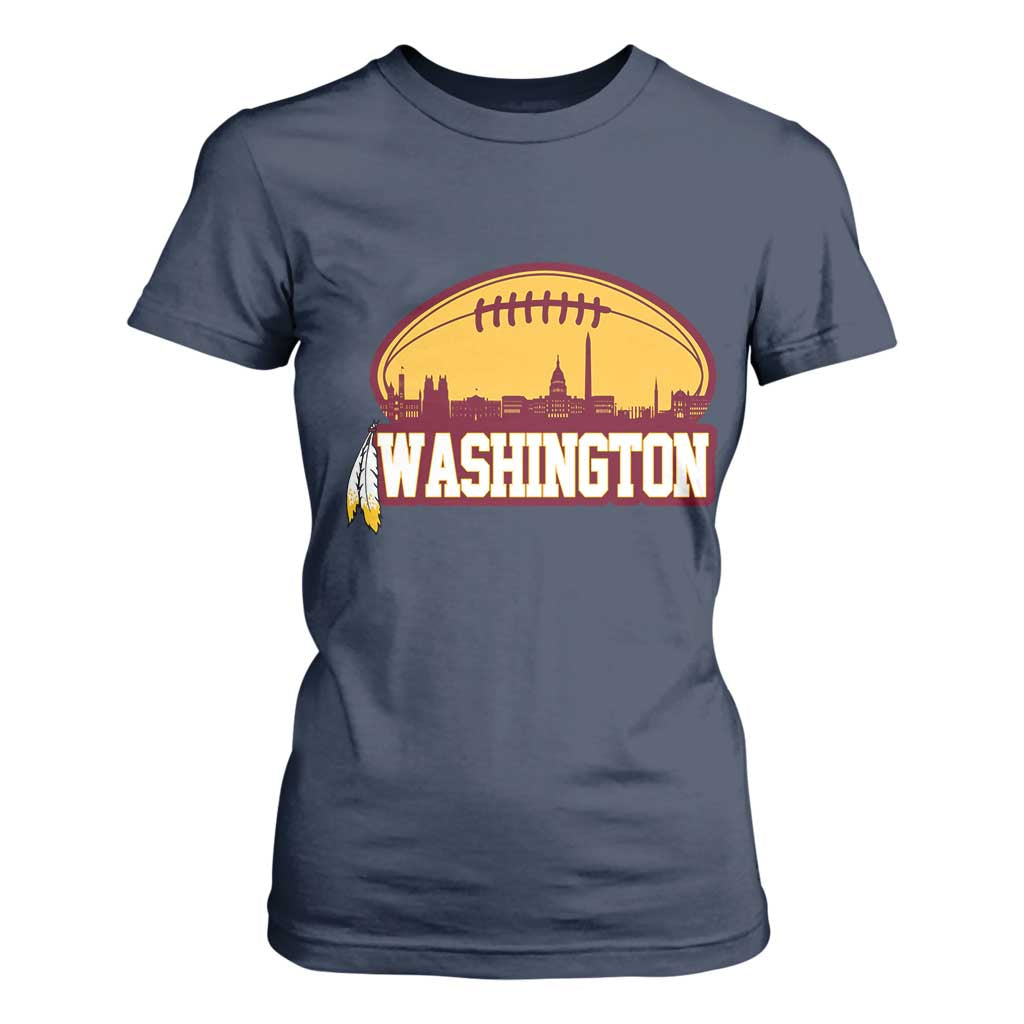 Washington Skyline Native American Feather Pride T Shirt For Women Football Sports Fan TS02 Navy Print Your Wear