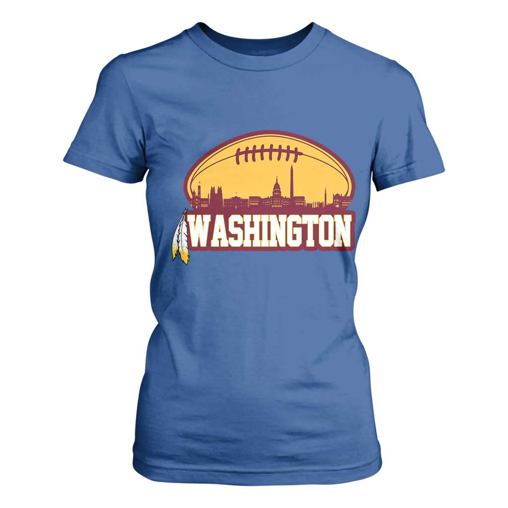 Washington Skyline Native American Feather Pride T Shirt For Women Football Sports Fan TS02 Royal Blue Print Your Wear