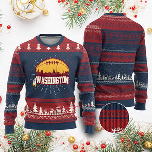 Washington Knit Sweatshirt Football Native American Feather TS02 Burgundy Print Your Wear